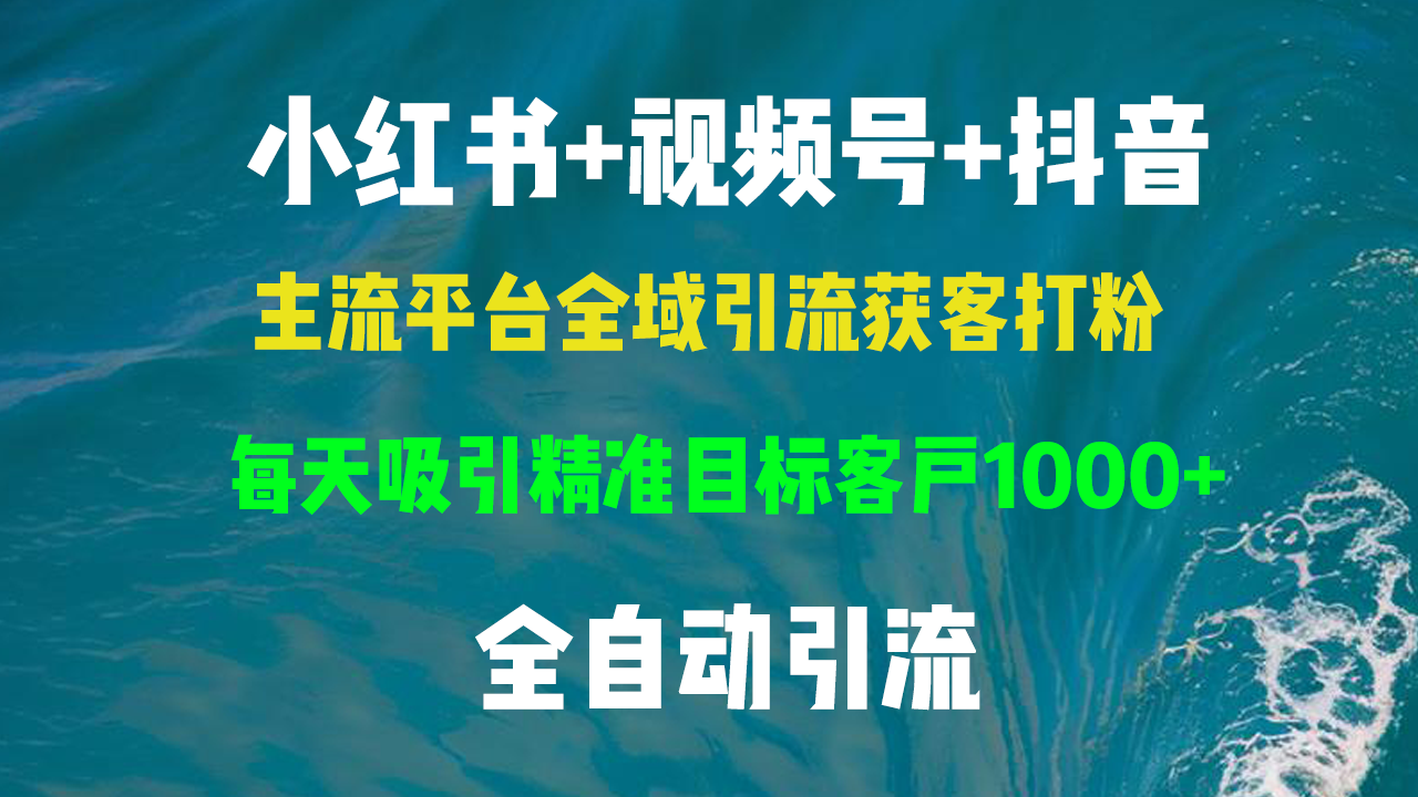 小红书，视频号，抖音主流平台全域引流获客打粉，每天吸引精准目标客户1000+，从底层认知到矩阵获客 第1张